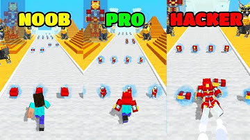 Hero Craft Runner Gameplay - NOOB vs PRO vs HACKER (iOS/Android)