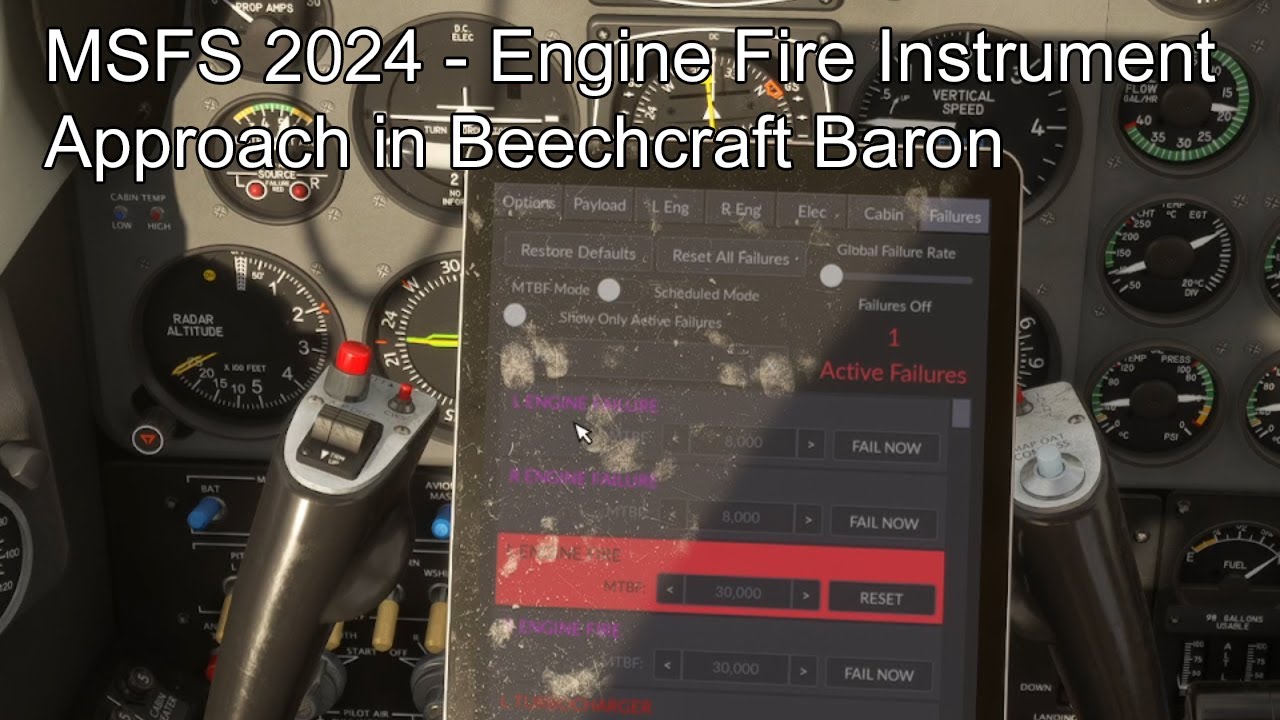 Fire Engine Approach Window MSFS 2024 - Engine Fire Instrument Approach in Beechcraft Baron - YouTube