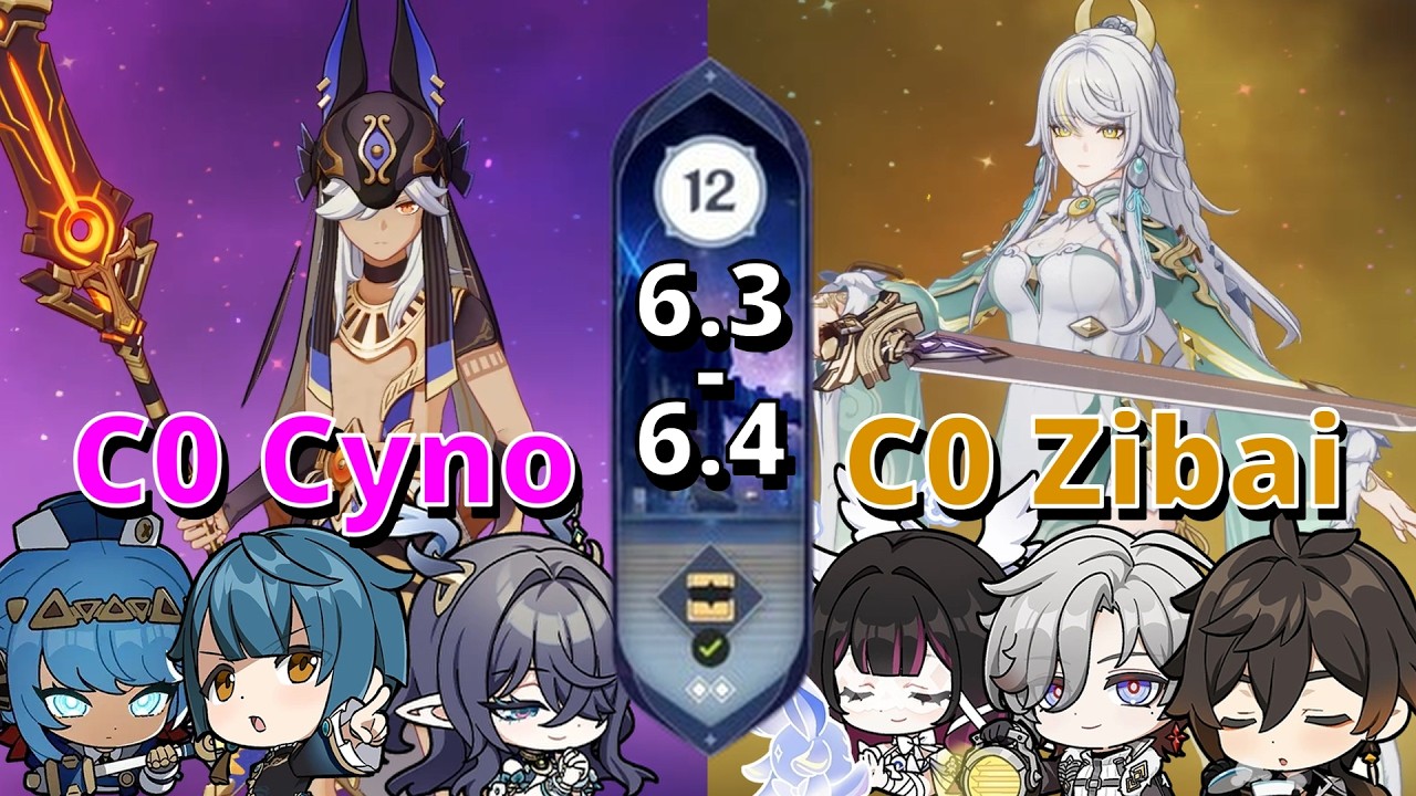 C0 Cyno & C0 Zibai || 6.3-6.4 Floor 12 Abyss Clear w/ Builds