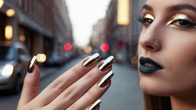 Mujer joven recibiendo manicura con aerógrafo en salón de uñas.  procedimiento para rociar pintura en las uñas.