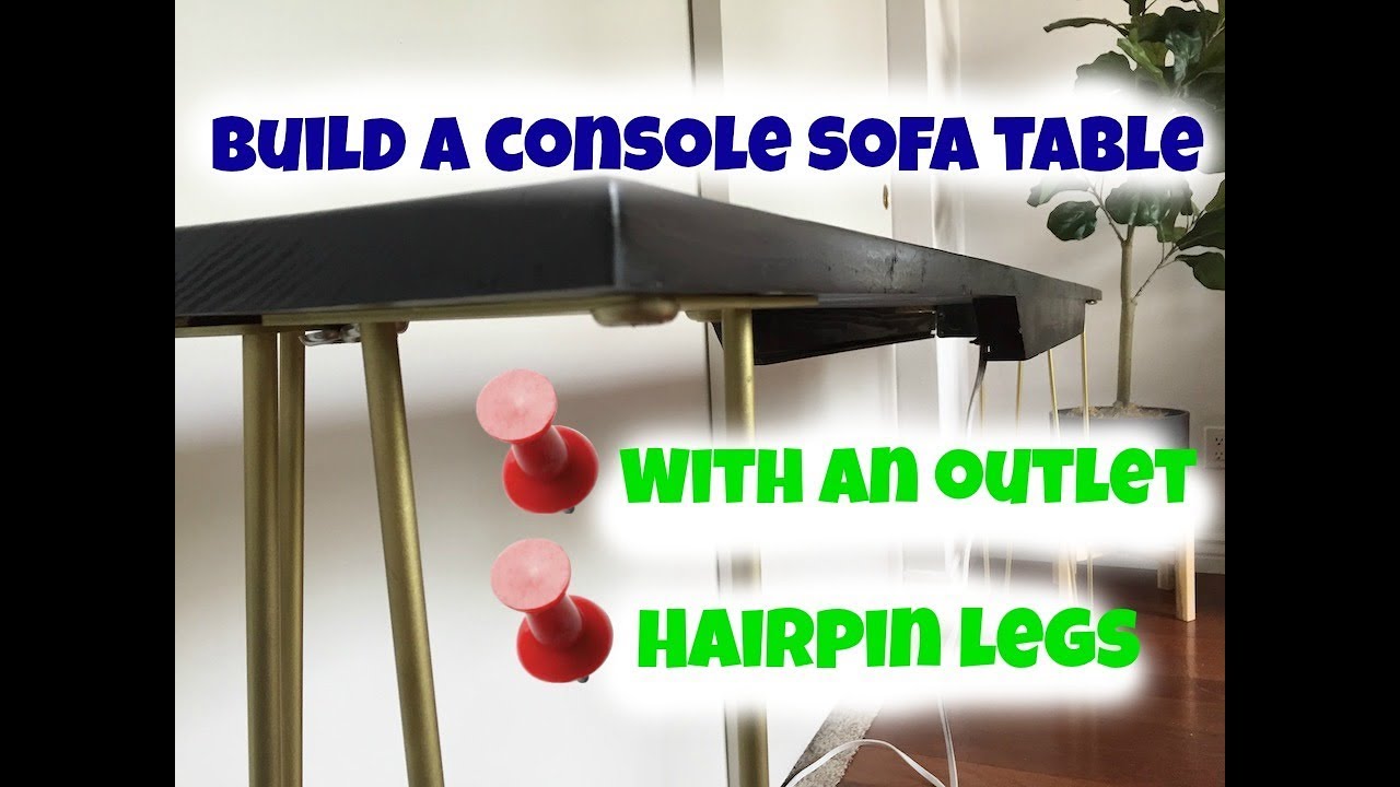 DIY sofa console table with hairpin legs & usb outlet - YouTube
