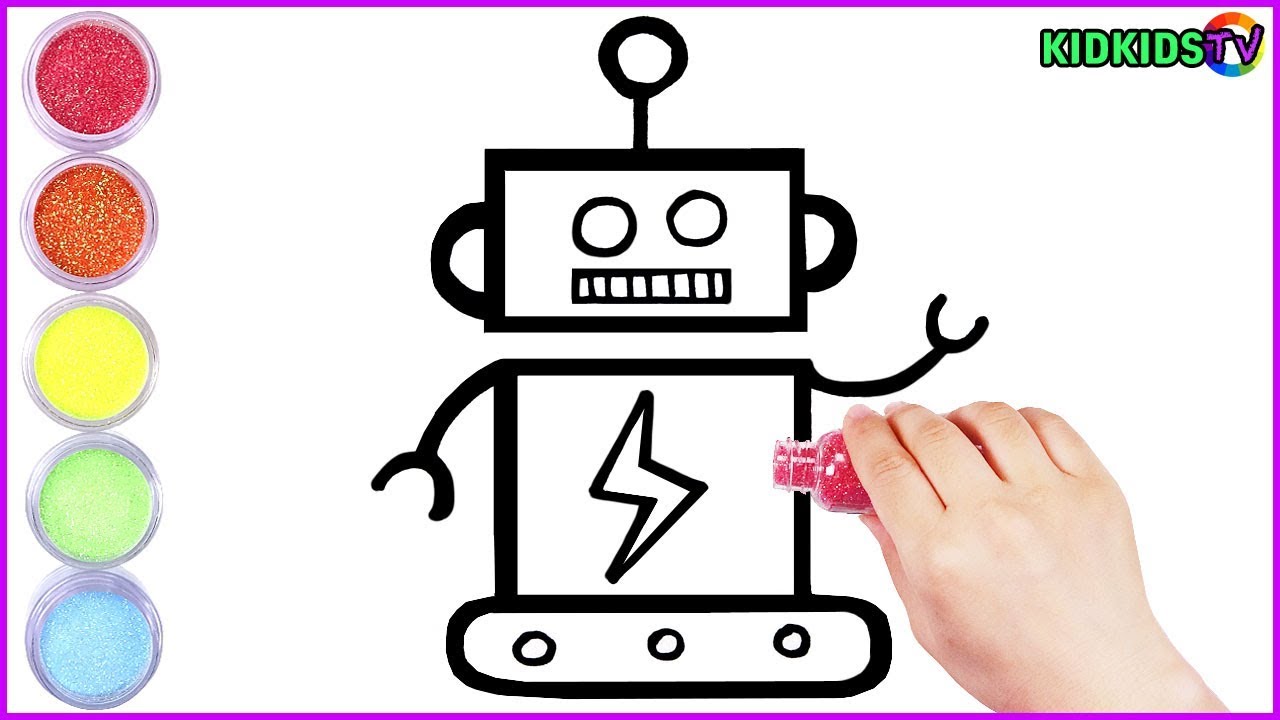 Glitter cute robot coloring and drawing for kids ⎮ How to draw a cute robot ⎮ KIDKIDS TV #kids Glitter cute robot coloring and drawing for kids ⎮ How to draw a cute robot ⎮ KIDKIDS TV #kids