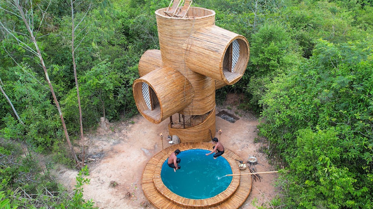 Unbelievable! Build Swimming Pool Water Slide Crocodile Around The Secret Underground House