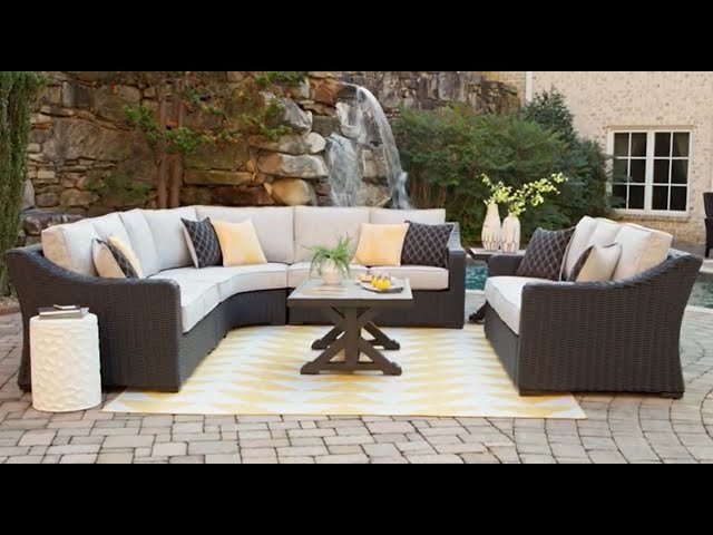 フルハウス Beachcroft Black and Light Gray Outdoor Living Room Set from