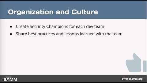 OWASP SAMM Organization and Culture