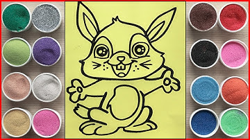Tô màu tranh cát con thỏ vui vẻ - Colored sand painting a funny Bunny @ChimXinhChannel