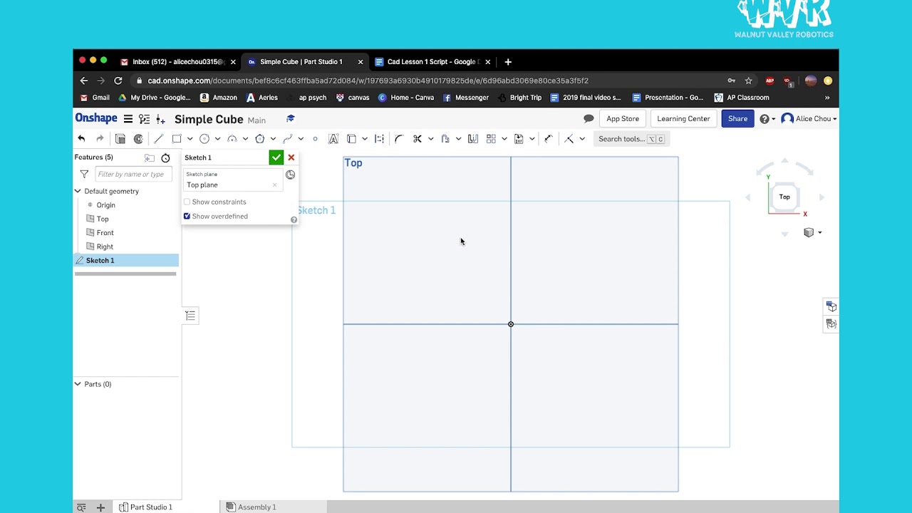 WVR: Creating a Cube in Onshape - YouTube