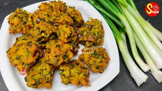 saga pyaz ke pakode हरे प्याज के पत्ते का पकोड़ा tasty spring onion pakora recipe hare pyaj ke pakode
