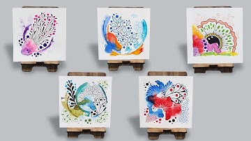 5 Very Easy Watercolor Zentangle Tutorials | Relaxing & Creative Mini Zentangle Art
