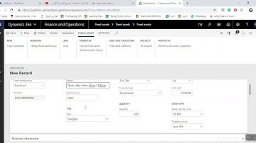 Create New Fixed Asset in D 365