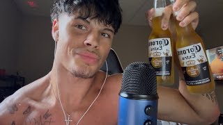 asmr 10k Q&A with beer mukbang