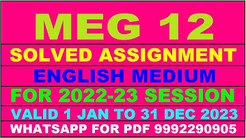 meg 12 solved assignment 2022-23 in english | meg 12 solved assignment 2022-23 | meg 12 2023