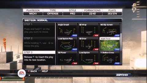 NCAA Football 12 Tip -- Reordering Plays in Custom Playbooks