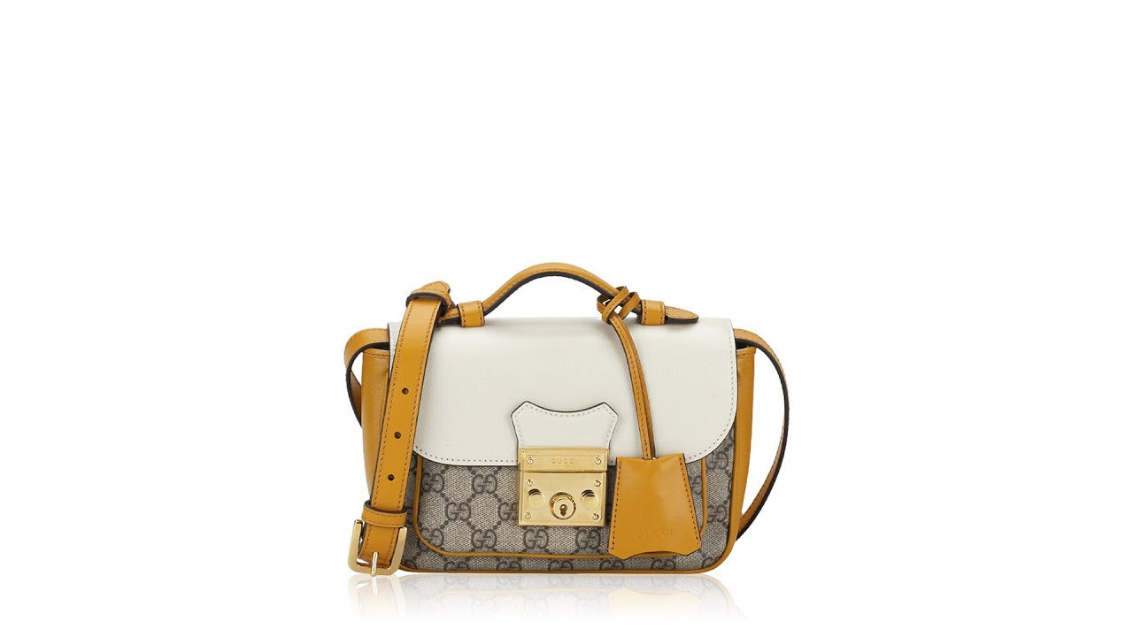 Gucci Gg Supreme Medium Flap Saddle Bag, Beige/ebony/cuir