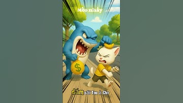 Mèo con bị cá mập cướp mất túi tiền #shorts #cat #ai #meow #meo