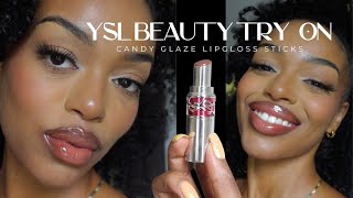 YSL Candy Glaze Lipgloss Stick Try-On + First Impressions | Are these nudes good for brown skin?