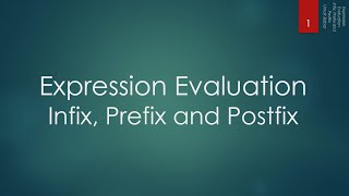 14 Expression Evaluation   Infix, Prefix and Postfix