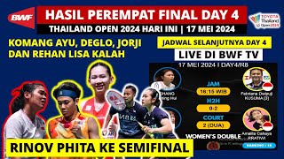 Hasil Thailand Open 2024 Hari ini Day 4: Jorji Kalah, Rinov Phita ke SF | Thailand Open Badminton QF