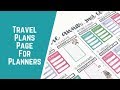 Travel Plans Page for Planner