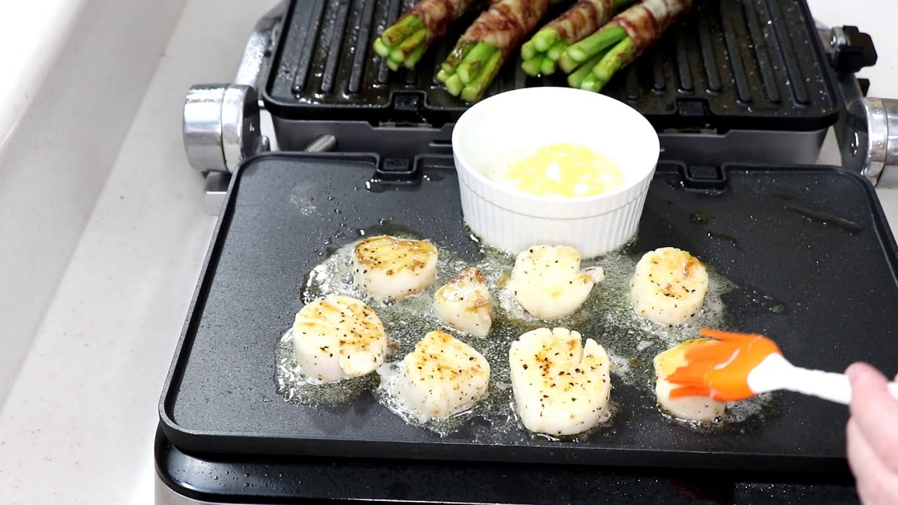 SCALLOPS BACON WRAPPED ASPARAGUS DELONGHI ALL DAY GRILL YouTube