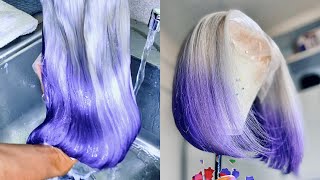 Soft Icy Lavender Craft 🤍💜 How I Watercolor, Wash, Dry, Style, &amp; Trim my Wigs IN THAT ORDER !