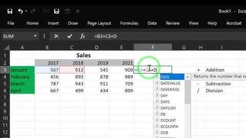 Basic Math in Excel Formulas Divide Subtract Multiply Division 4K