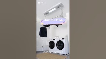 Link in bio(#384)Electrical ceiling drying rack#Amazonfind#laundryroomorganization#spacesaving