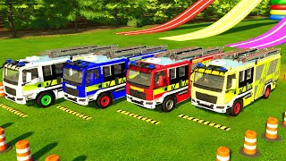 TRANSPORTING POLICE CARS, CARS, AMBULANCE, FIRE TRUCK OF COLORS! WITH TRUCKS!!!!FS 22.