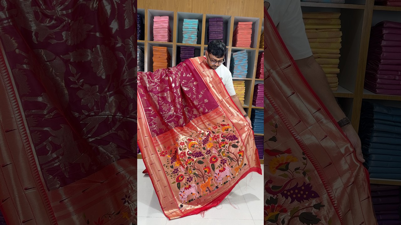 Maharashtrian 3D Pichwai Soft Silk Paithani Saree
