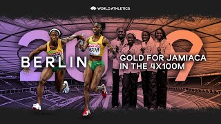 Jamaica storm to 4x100m relay victory 🇯🇲🔥 | World Athletics Championships Berlin 2009