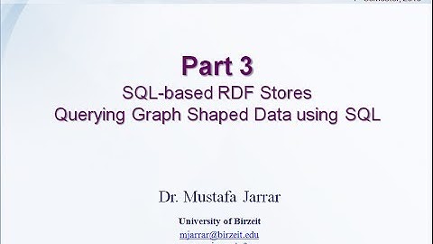 SQL-based RDF Stores - Querying Graph Shaped Data using SQL (Part 3/5)