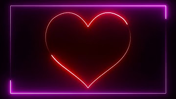 No Copyright Royalty Free Red Neon Heart With Pink Neon Rectangle Frame Seamless Loop || Full HD