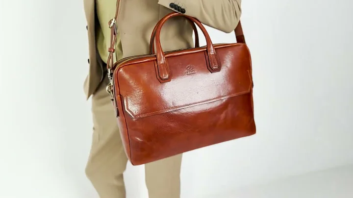 Cognac Brown Leather Briefcase for 17'' Laptop Bag - Nostromo | Time Resistance Official Video