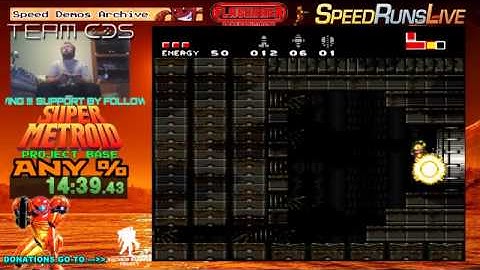 Super Metroid Project Base: 34:13 (0:26) any% Speed Run