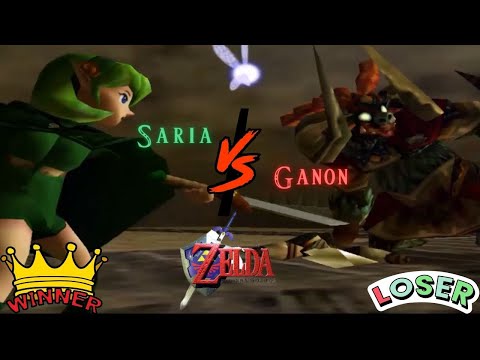 Legend of Zelda: Ocarina of Time - Saria defeats Ganon in final boss fight @SariaFan93