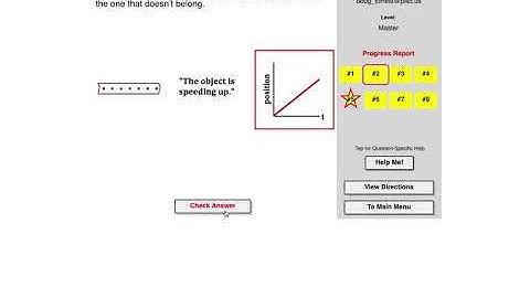 Concept Builder set up on Physics Classroom
