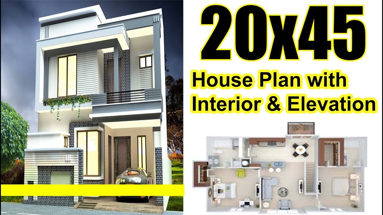 20x45 House  plan  with Interior Elevation  complete  