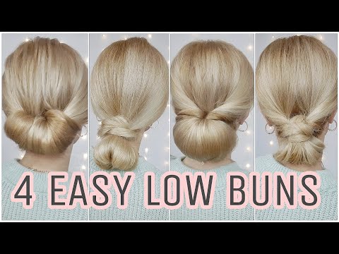 4 LOW MESSY BUN HAIRSTYLES EASY 👑 MEDIUM AND LONG HAIRSTYLES