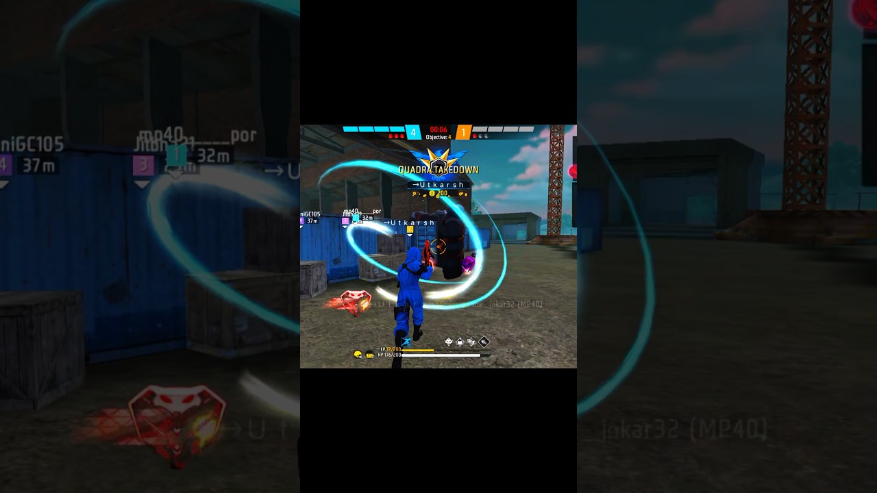 1vs4 clutch easily 💀 free fire hacker level gameplay with mp40 