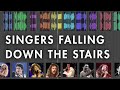 Singers falling down the stairs