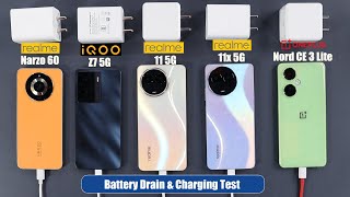 Realme 11x And Realme 11 5G Battery Drain & Charging Test Vs Narzo 60/iQoo Z7/Nord CE 3 Lite