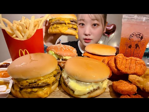 ASMR マック 辛ダブチ トリチ 倍ダブルチーズバーガー  McDonald's【日本語字幕】【咀嚼音/ Mukbang/ Eating Sounds】