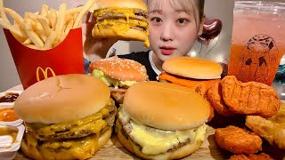 Asmr Mcdonalds Various Cheeseburgers Spicy Nuggetenglish Subtitlesmukbang Eating Sounds