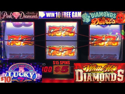 BOOM! HIGH LIMIT SLOTS! $10 5 TIMES PAY LUCKY 7S + DIAMONDS & DEVILS + PINK DIAMOND & MORE SLOT PLAY