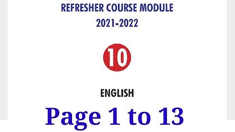 10th English Refresher course module Page 1 to 13|Tn English Refresher course