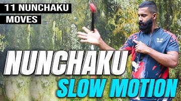 Nunchaku Slow Motion | 11 Nunchaku Tricks in Slow Motion | Slow Motion Nunchaku Wrist Roll Combo