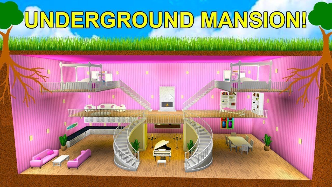 I Built A Huge Underground Secret Mansion Roblox Youtube