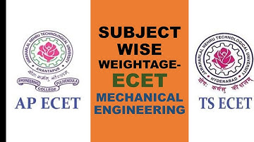 ECET  TS & AP || MECHANICAL ENGINEERING SUBJECT WISE WEIGHTAGE