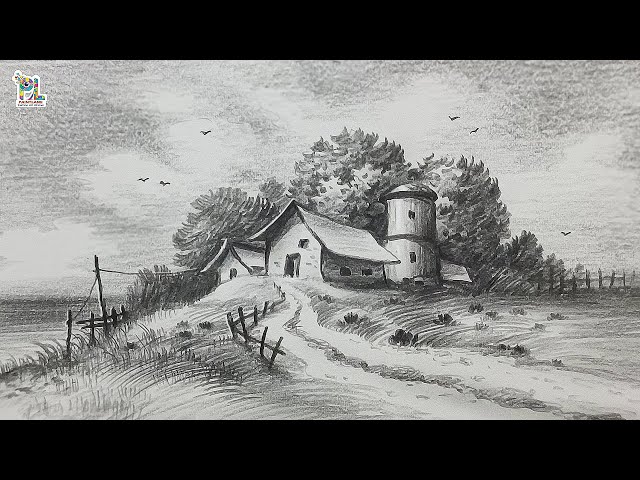 scenery drawing with pencil colour for beginners, pencil sketch, easy,# drawing #easy - YouTube