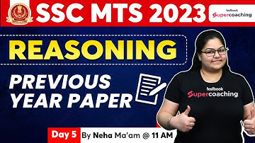 SSC MTS Previous Year Paper | Reasoning | SSC MTS Reasoning Solved Paper | Day 5 | By Neha Ma